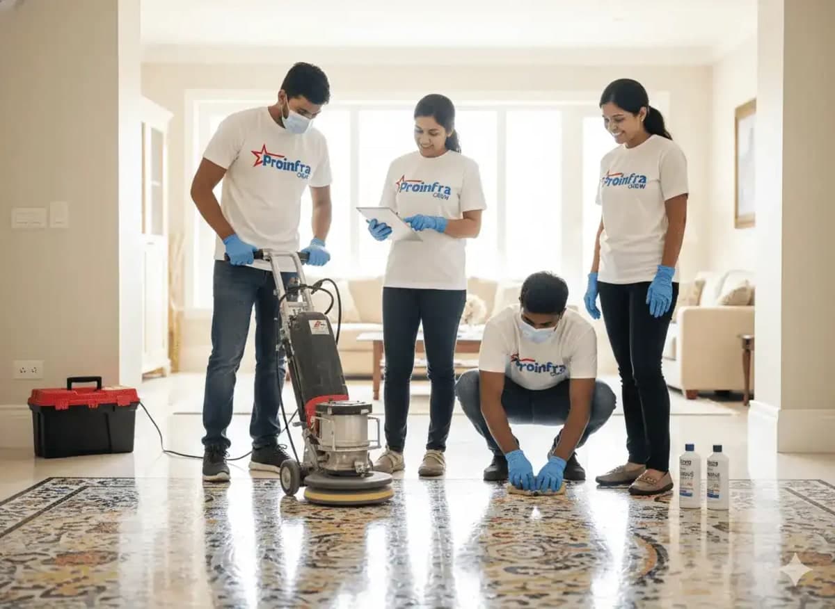 Mosaic floor polishing service