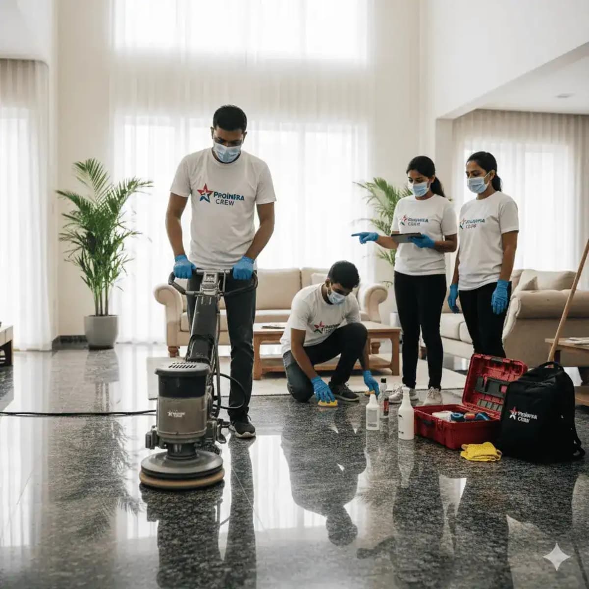Granite floor polishing service