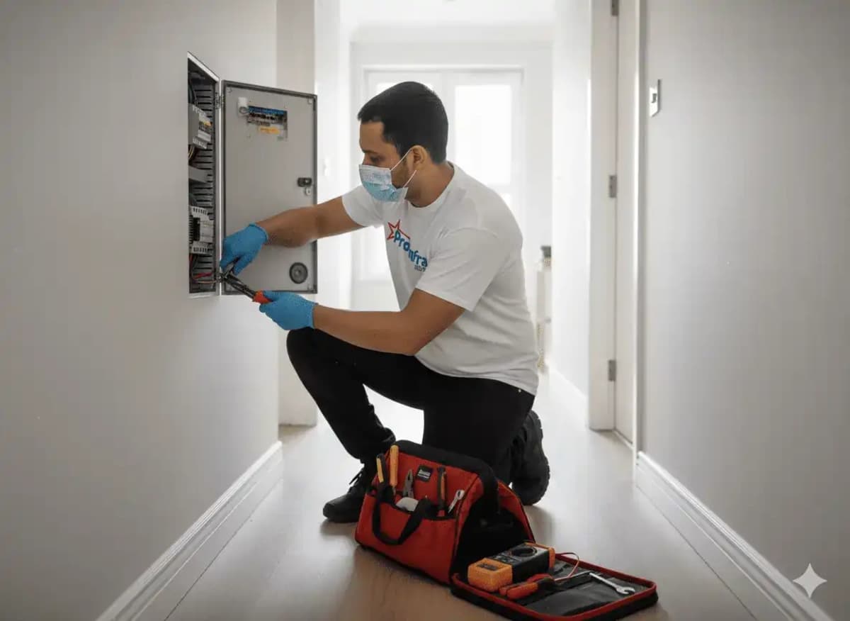 Certified electrician repairing electrical issues