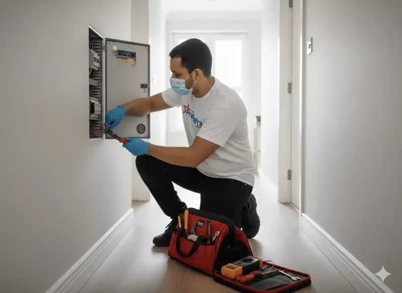 Certified electrician repairing electrical issues